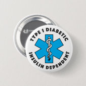 T1d Medische waarschuwing [cyaan] Ronde Button 5,7 Cm (Voorkant /achterkant)
