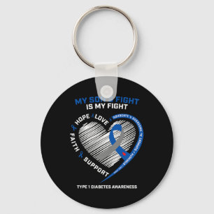 T1d Moeder Vader Mijn Zoon Slaat Type 1 Diabetes B Sleutelhanger