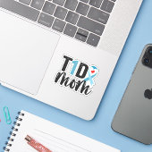 T1D Mom Diabetes Awareness Ribbon Family Gift Sticker (Laptop met iPhone)