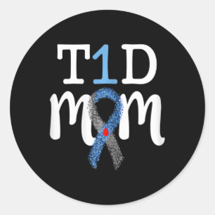 T1d Mom - Type 1 Diabetes Awareness Mama Ronde Sticker