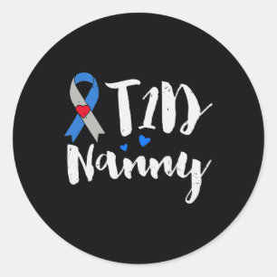 T1D Nanny Type 1 Diabetes Awareness Gifts Ronde Sticker