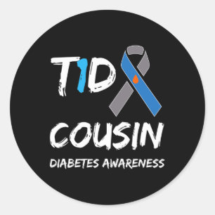 T1d Neef Type 1 Diabetes Awareness Ribbon Ronde Sticker