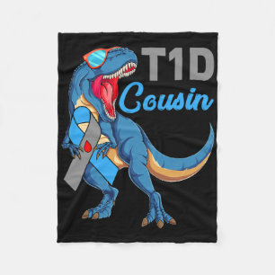 T1d neef Type 1 Diabetes Bewustzijnsmaand Dinosau Fleece Deken