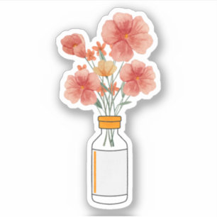 T1D NovoLog insuline bloemen, diabetes, type 1 Sticker