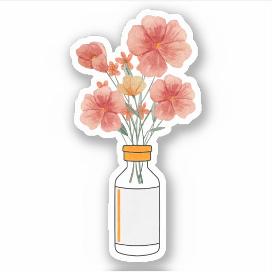 T1D NovoLog insuline bloemen, diabetes, type 1 Sticker (Voorkant)