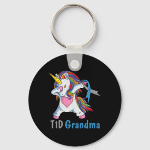T1D Oma Dabbing Eenhoorn Type 1 Diabetes Bewustzij Sleutelhanger