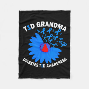T1d Oma Diabetes Bewustzijn Type 1 Genezing Blauwe Fleece Deken