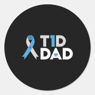 T1d Papa Diabetes Bewustzijn Type 1 Vader Insuline Ronde Sticker