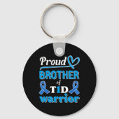 T1d Proud Brother Diabetes Awareness Blue Ribbon  Sleutelhanger (Voorkant)