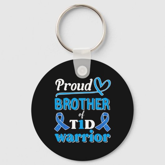 T1d Proud Brother Diabetes Awareness Blue Ribbon  Sleutelhanger (Voorkant)