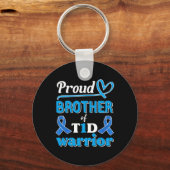 T1d Proud Brother Diabetes Awareness Blue Ribbon  Sleutelhanger (Voorkant)
