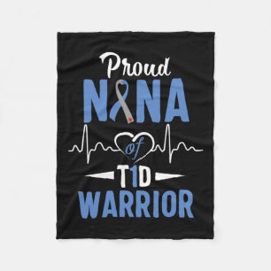 T1d Proud Nana Diabetes Awareness Type 1 Insuline Fleece Deken