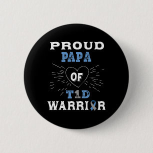T1d Proud Papa Diabetes Awareness Type 1 Insuline Ronde Button 5,7 Cm
