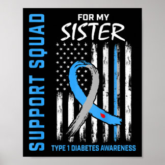 T1D Sister Type 1 Diabetes Awareness vlag Geschenk Poster