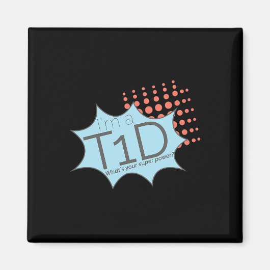 T1d Superheld Type 1 Diabetes Awareness Magneet (Voorkant)