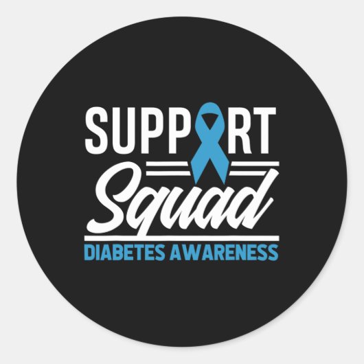 T1d T2d Warrior Ondersteuning Squad Diabetes Bewus Ronde Sticker (Voorkant)