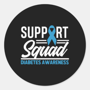 T1D T2D Warrior Support Squad Diabetes Awareness Ronde Sticker