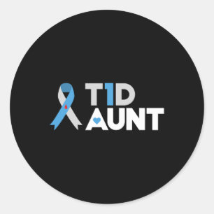 T1D Tante Diabetes Awareness Type 1 insulinepanker Ronde Sticker