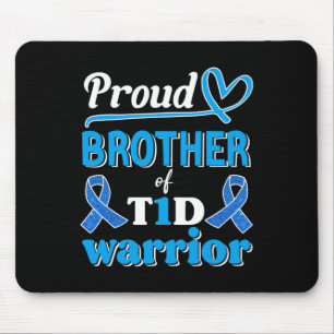 T1d Trots Broer Diabetes Bewustzijn Blauwe Lint Muismat