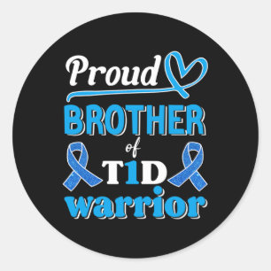 T1d Trots Broer Diabetes Bewustzijn Blauwe Lint Ronde Sticker