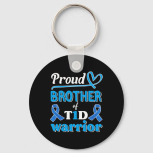 T1d Trots Broer Diabetes Bewustzijn Blauwe Lint Sleutelhanger