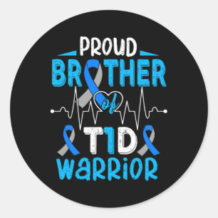 T1d Trots Broer Diabetes Bewustzijn Type 1 Insulin Ronde Sticker