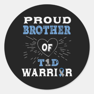 T1d Trots Broer Diabetes Bewustzijn Type 1 Insulin Ronde Sticker