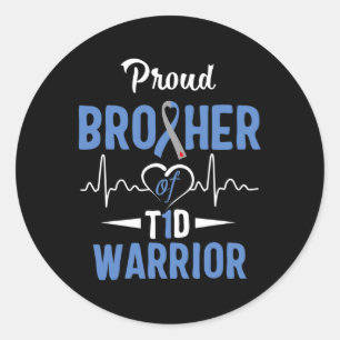 T1d Trots Broer Diabetes Bewustzijn Type 1 Insulin Ronde Sticker