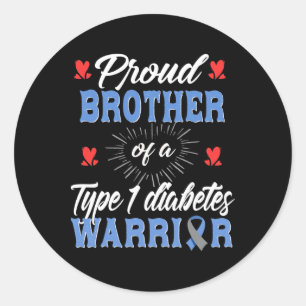 T1d Trots Broer Diabetes Bewustzijn Type 1 Insulin Ronde Sticker