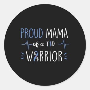 T1d Trots Mama Diabetes Bewustzijn Blauwe Lint Maa Ronde Sticker