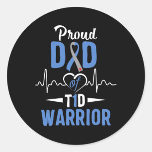 T1d Trots Papa Diabetes Bewustzijn Type 1 Insuline Ronde Sticker