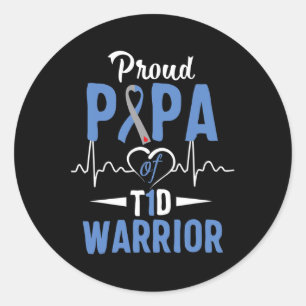 T1d Trots Papa Diabetes Bewustzijn Type 1 Insuline Ronde Sticker