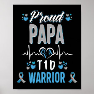 T1D trotse Papa Diabetes sensibilisering Type 1-pa Poster