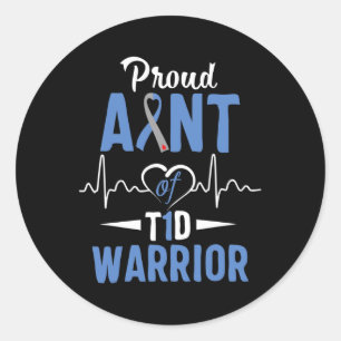 T1d Trotse Tante Diabetes Bewustzijn Type 1 Insuli Ronde Sticker