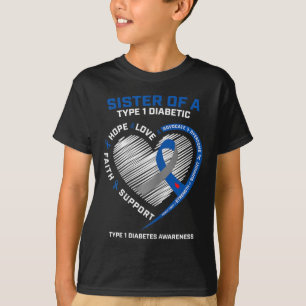 T1D Type 1 Diabetes Awareness Sister van een Type  T-shirt