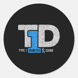 T1D Type 1 Diabetes Squad Awareness Ribbon Gift Ronde Sticker