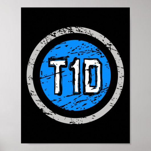 T1D Type 1 superheld Emblem Diabetes Poster (Voorkant)