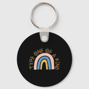 T1D Type Een van een soort diabetes regenboog bewu Sleutelhanger