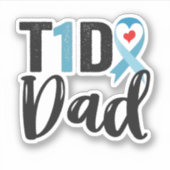 T1D vader Diabetes Awareness blauwe lint familiege Sticker (Voorkant)