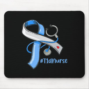 T1d Verpleegster Blauwe Lint Stethoscoop Diabetes Muismat