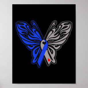 T1d Vlinder Type 1 Diabetes Bewustzijnslint Poster