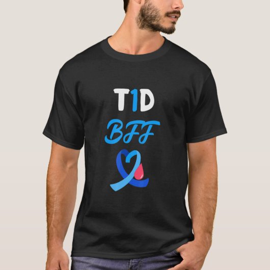 T1D Warrior BFF Diabetes Awareness Supporter Best T-shirt (Voorkant)