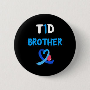 T1D Warrior Brother Diabetes Awareness Squad Suppo Ronde Button 5,7 Cm