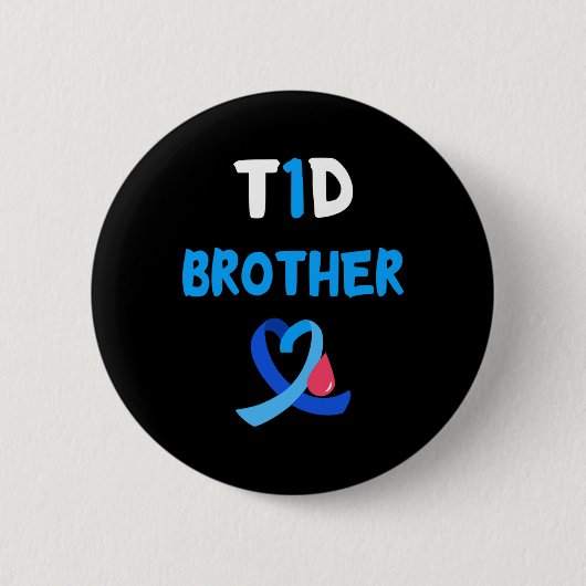 T1D Warrior Brother Diabetes Awareness Squad Suppo Ronde Button 5,7 Cm (Voorkant)