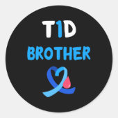 T1d Warrior Brother Diabetes Awareness Squad Suppo Ronde Sticker (Voorkant)