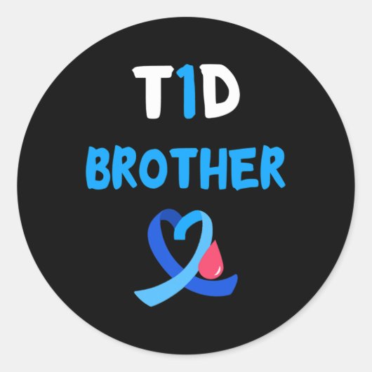 T1d Warrior Brother Diabetes Awareness Squad Suppo Ronde Sticker (Voorkant)