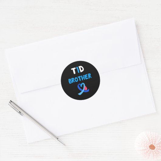 T1d Warrior Brother Diabetes Awareness Squad Suppo Ronde Sticker (Envelop)