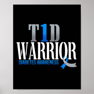 T1d Warrior Diabetes Bewustzijn Type 1 Diabetische Poster