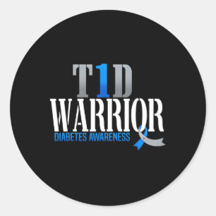 T1d Warrior Diabetes Bewustzijn Type 1 Diabetische Ronde Sticker
