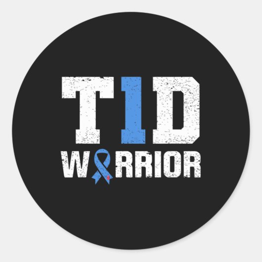 T1D Warrior Diabetes Warrior Diabetes Awareness Ronde Sticker (Voorkant)